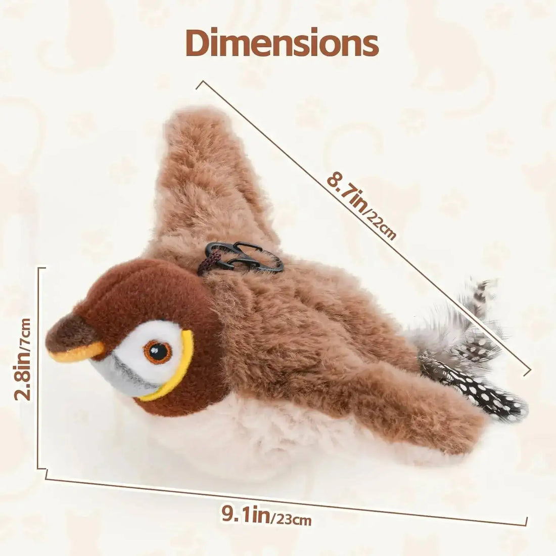 Interaktives Katzenspielzeug Vogel – Zwitschernder Plüschvogel, USB aufladbar