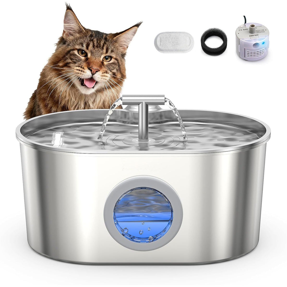 Trinkbrunnen Katze Edelstahl 2,2 L
