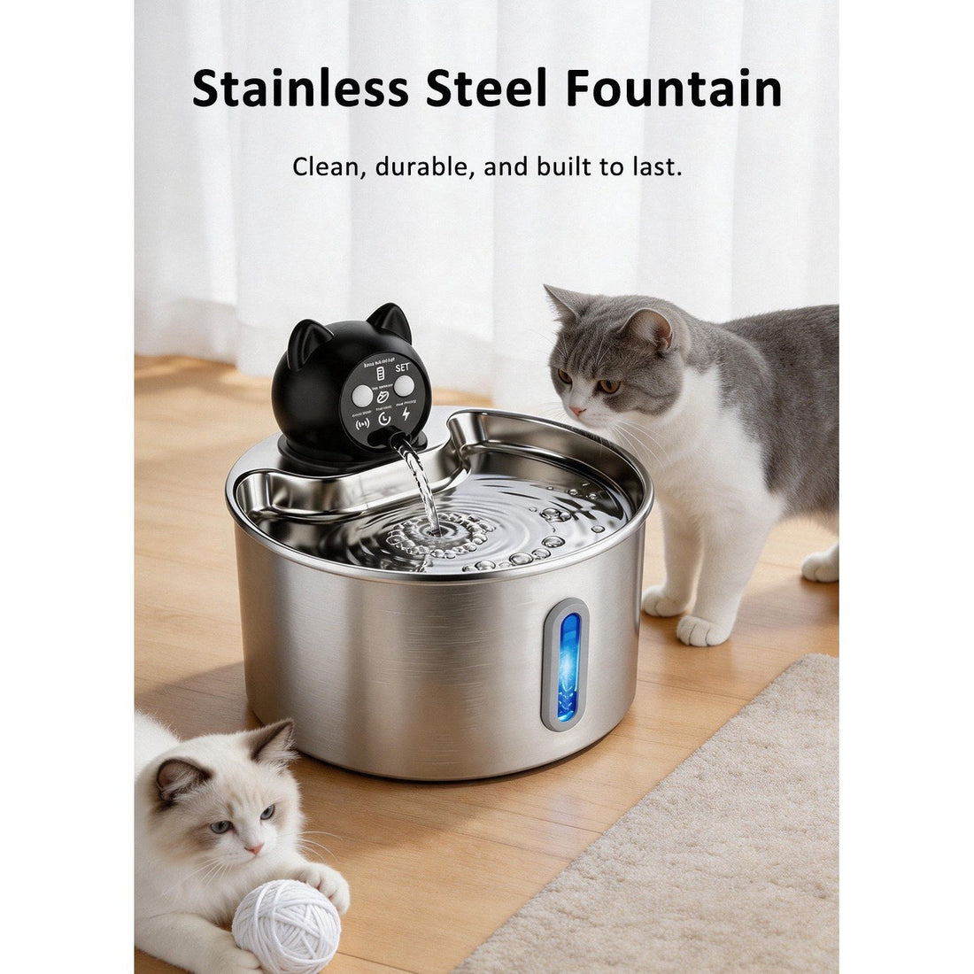 Trinkbrunnen Katze Edelstahl 2,2 L