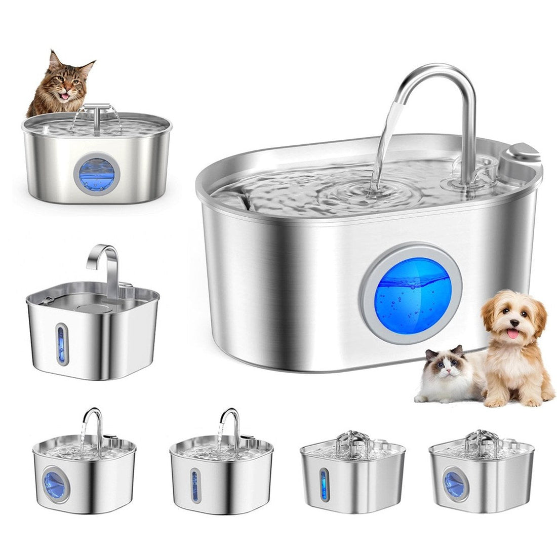 Trinkbrunnen Katze Edelstahl 2,2 L