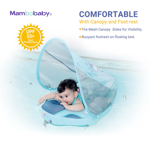 Mambobaby™ KuKuKiKi | Luftfreie Baby-Schwimmhilfe mit UV-Dach (3-24m)