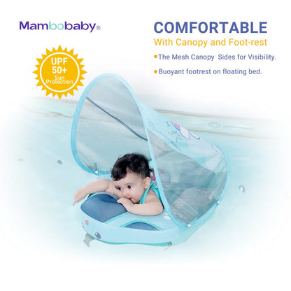 Mambobaby™ KuKuKiKi | Luftfreie Baby-Schwimmhilfe mit UV-Dach (3-24m)