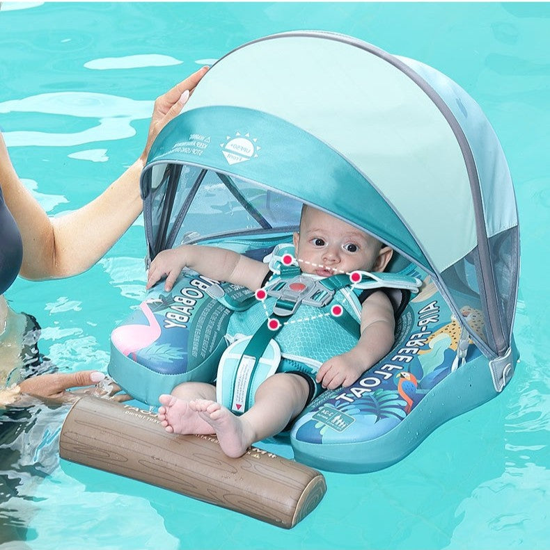 Mambobaby™ Tropical Rain Forest | Luftfreie Baby-Schwimmhilfe mit 180° UV-Dach (3-24m)