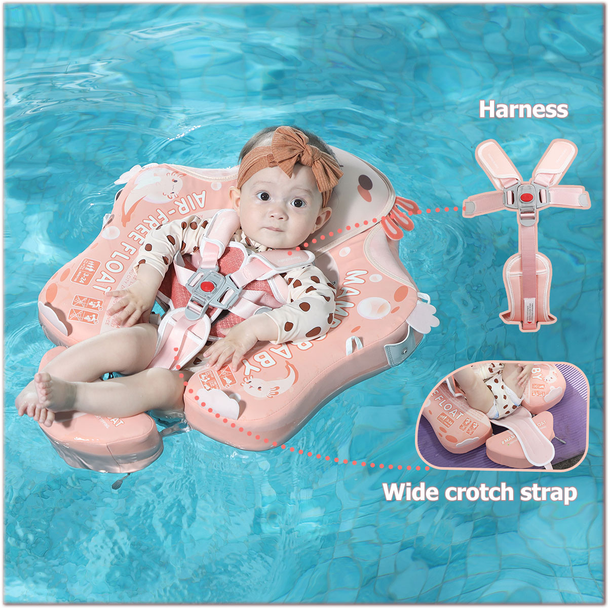 Mambobaby™ Salamander | Luftfreie Baby-Schwimmhilfe mit UV-Dach (3-24m)
