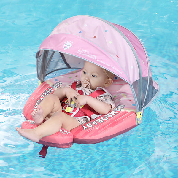 Mambobaby™ Vanille Cupcake | Luftfreie Baby-Schwimmhilfe mit UV-Dach (3-24m)