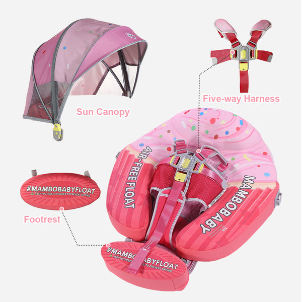 Mambobaby™ Vanille Cupcake | Luftfreie Baby-Schwimmhilfe mit UV-Dach (3-24m)