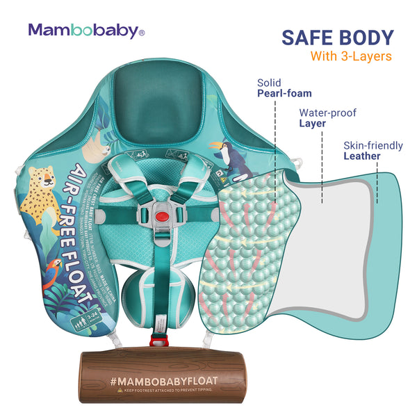 Mambobaby™ Tropical Rain Forest | Luftfreie Baby-Schwimmhilfe mit 180° UV-Dach (3-24m)