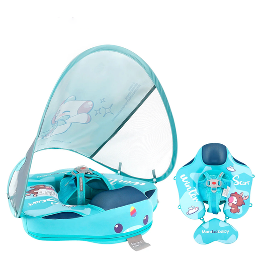Mambobaby™ KuKuKiKi | Luftfreie Baby-Schwimmhilfe mit UV-Dach (3-24m)