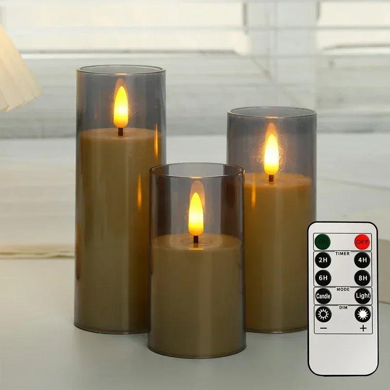 LED-Kerzen grau 3er-Set