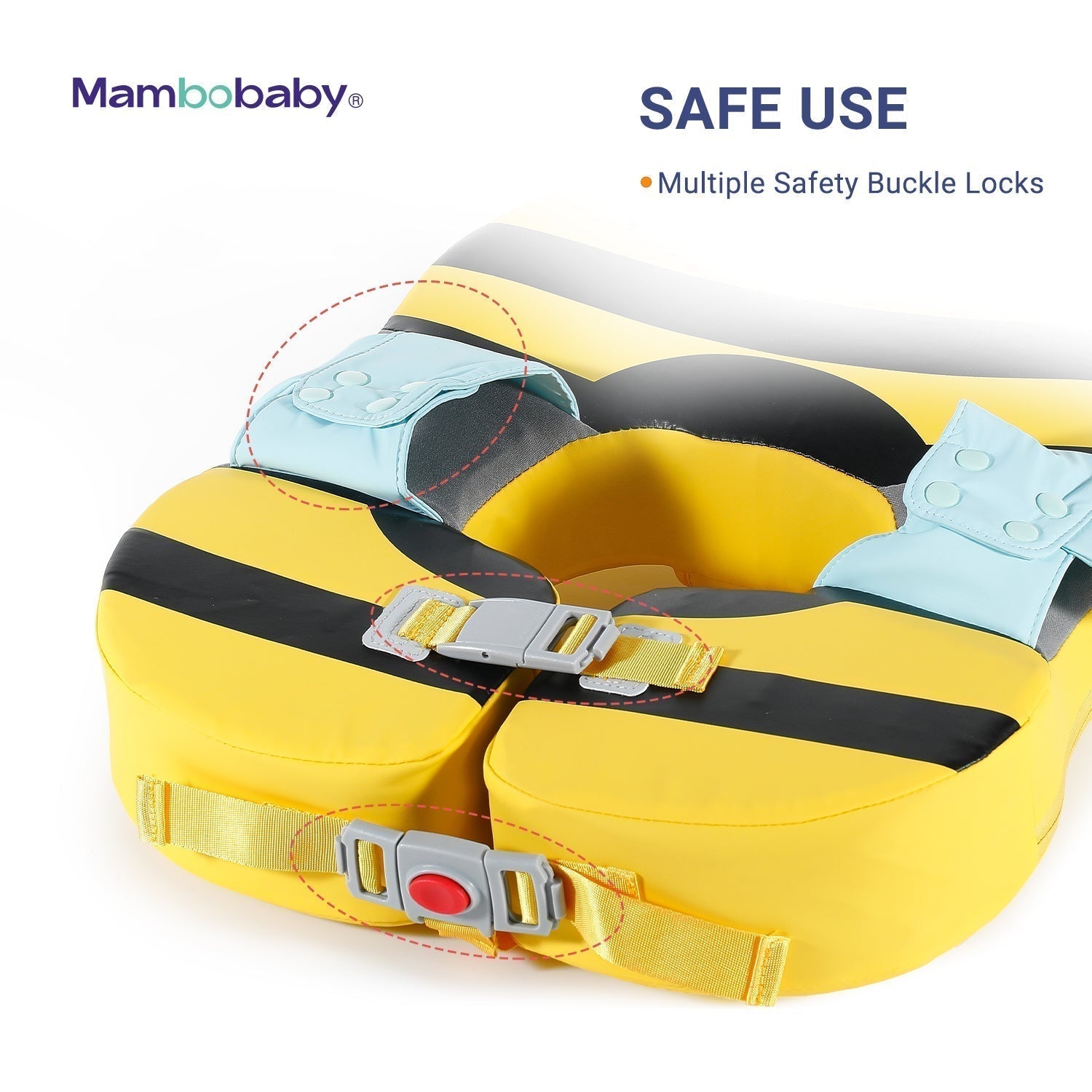Anleitung zum Verriegeln des Mambobaby™ Biene Gurtsystems