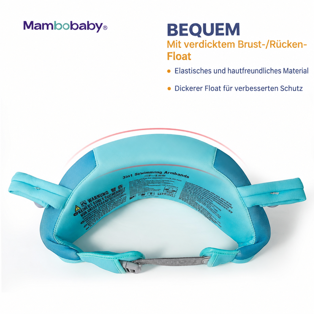 Hautfreundlicher und komfortabler Stoff der Mambobaby™ Schwimmlernhilfe.