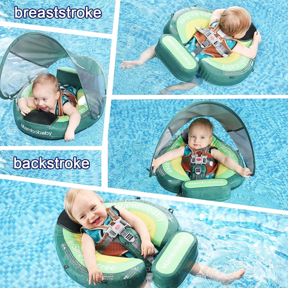 Unterstützte Brust- und Rückenschwimm-Positionen der Mambobaby™ Avocado.