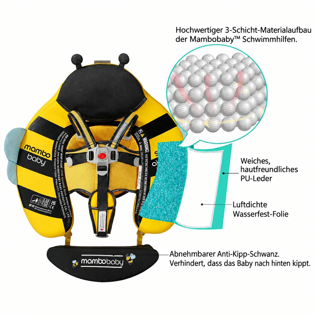 Hochwertiger 3-Schicht-Materialaufbau der Mambobaby™ Schwimmhilfen