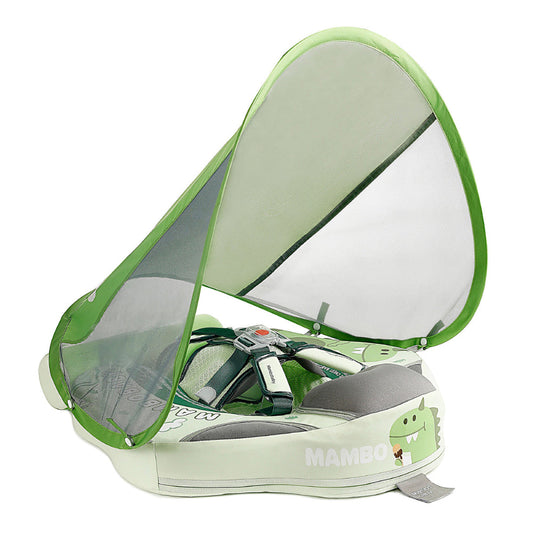 Mambobaby™ Dino Edition Baby Schwimmhilfe – Luftfreier Schwimmtrainer mit UPF 50+ Dach.