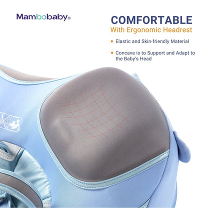 Ergonomisch geformte Kopfstütze der Mambobaby™ Elefant Schwimmhilfe für mehr Komfort.