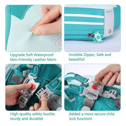 Anleitung zum Sichern der Schnallen an der Mambobaby™ Airplane Explorer Schwimmhilfe.