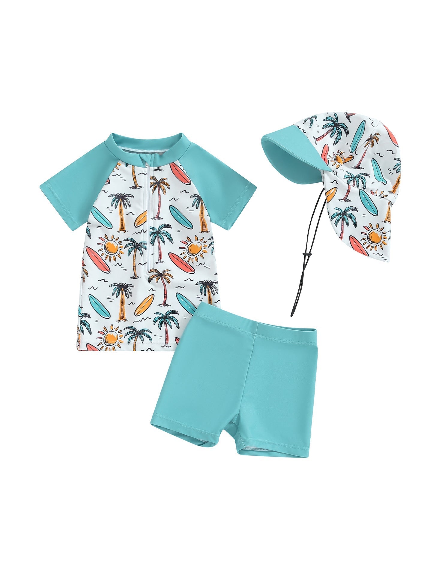 Mambobaby™ 3-teiliges Bade-Set für Mädchen mit Oberteil, Hose und UV-Hut.