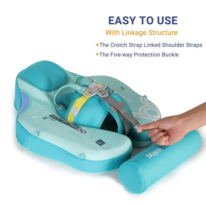 Professionelles Gurtsystem der Mambobaby™ Modern Geometric Schwimmhilfe für maximale Sicherheit.