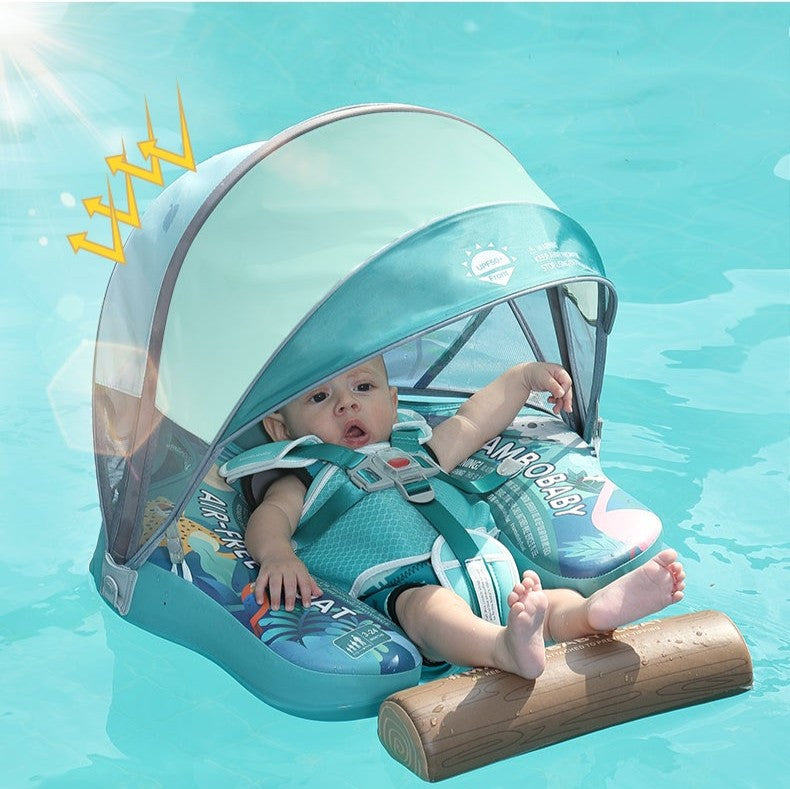 Mambobaby™ Tropical Rain Forest | Luftfreie Baby-Schwimmhilfe mit 180° UV-Dach (3-24m)