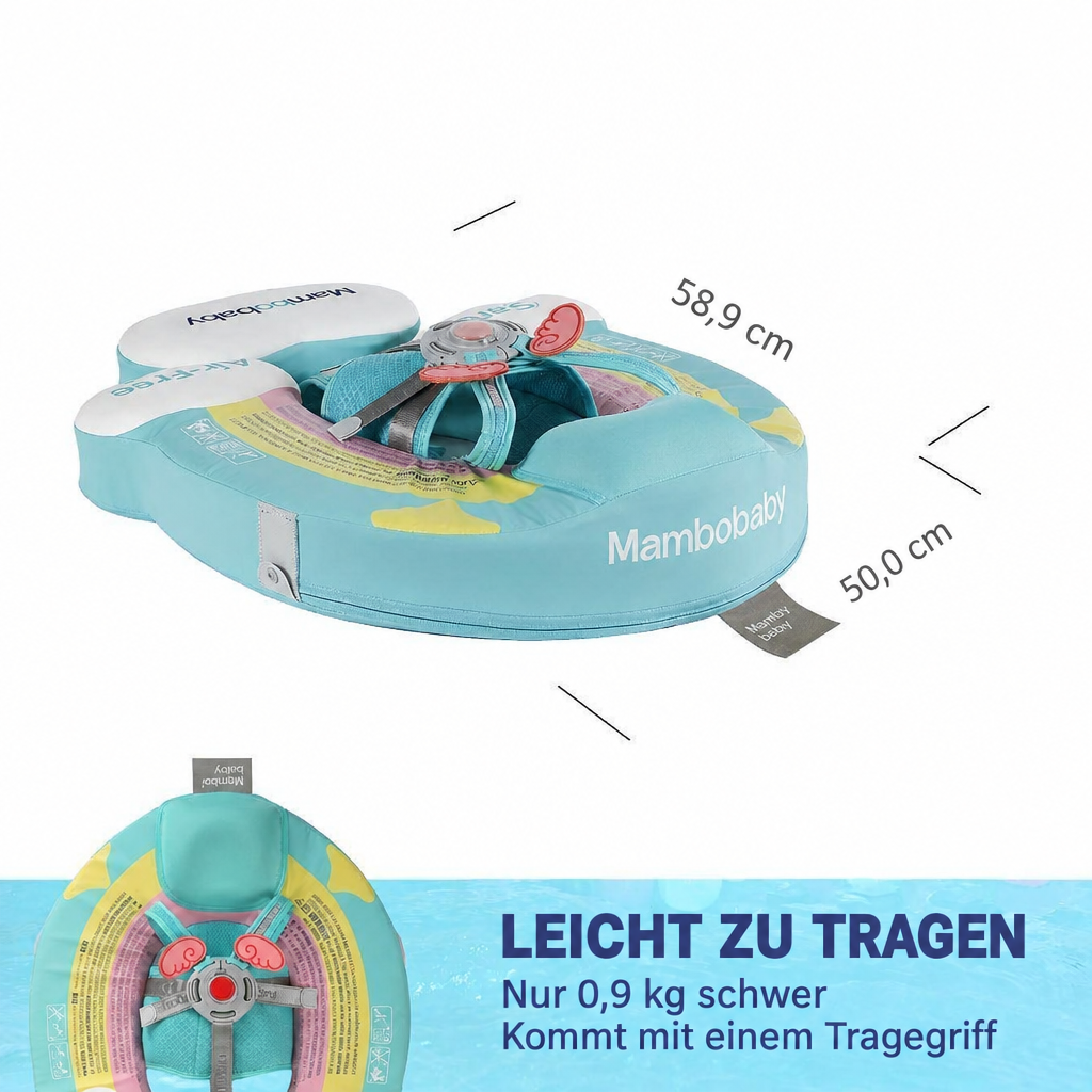 Abmessungen der Mambobaby™ Regenbogen Schwimmhilfe – leicht zu tragen