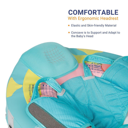 Ergonomisch geformte Kopfstütze der Mambobaby™ Regenbogen Schwimmhilfe.