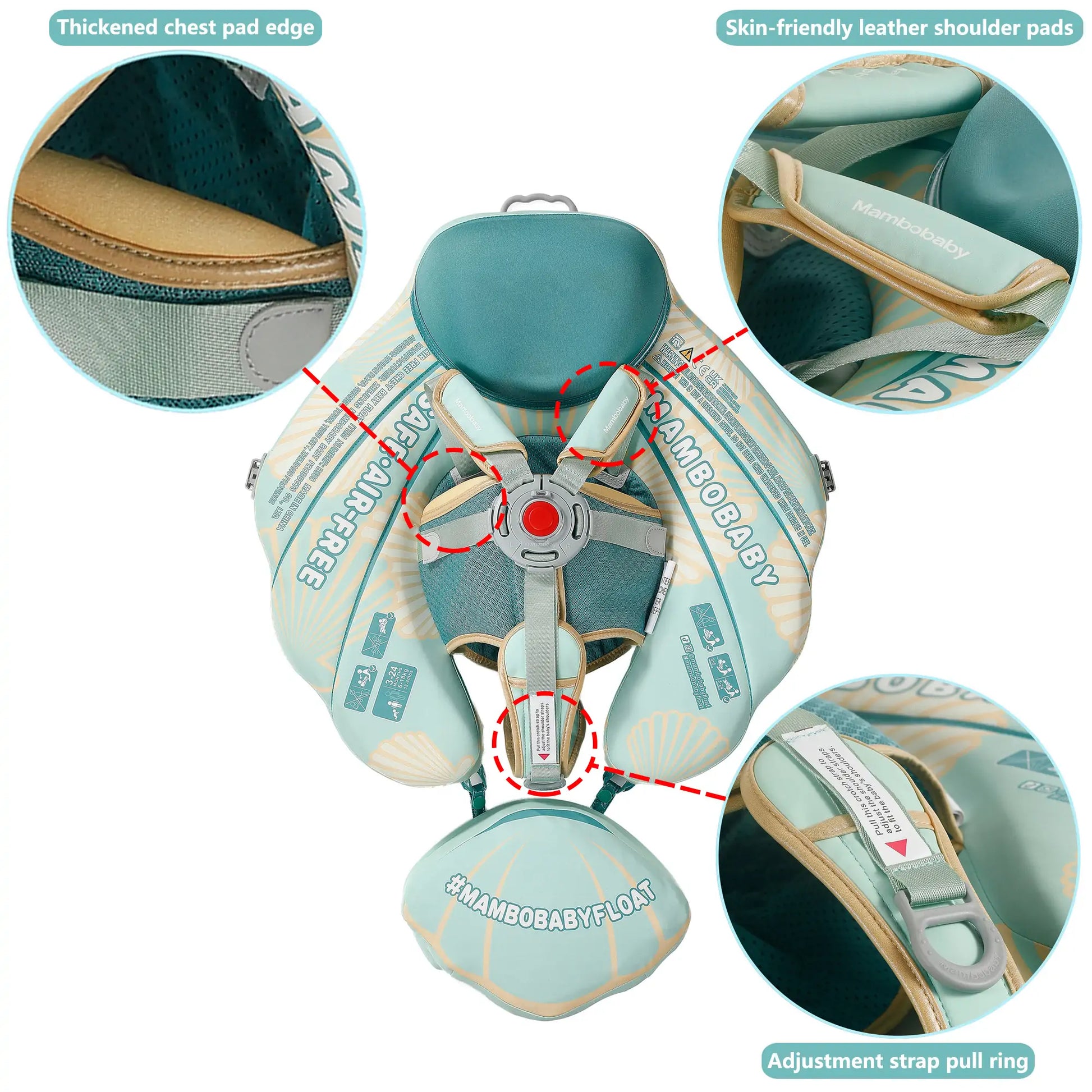Einfache Anwendung des selbstaufblasenden Mambobaby™ Seashell