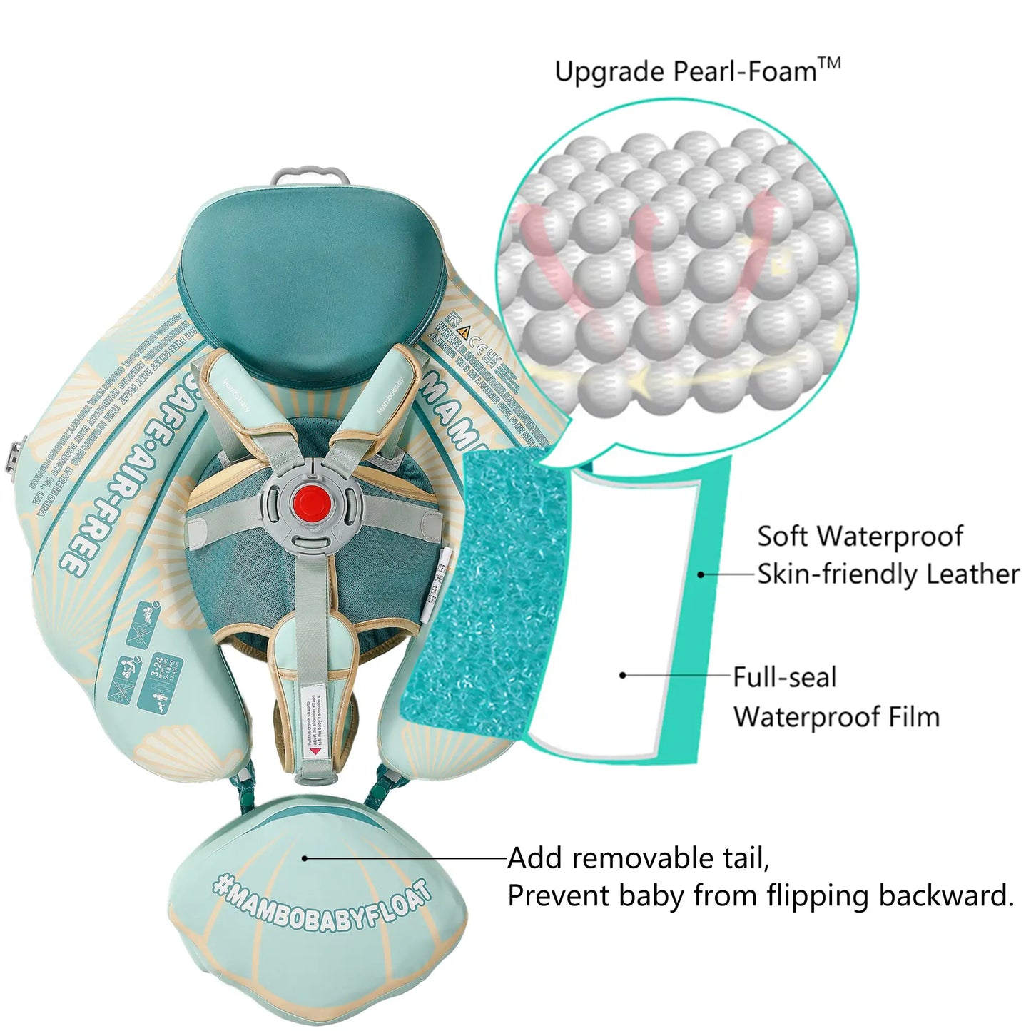 3-lagiges hautfreundliches Material des Mambobaby™ Seashell Schwimmrings