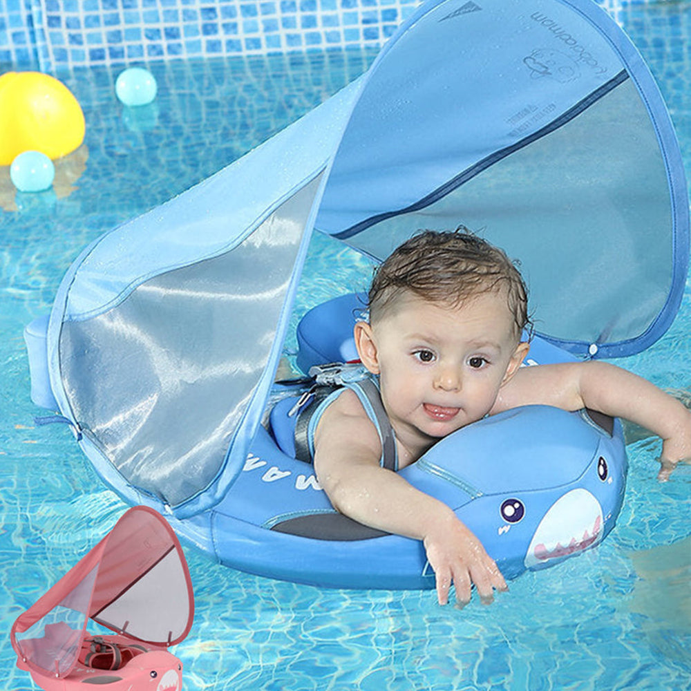 Mambobaby™ Shark Edition inklusive abnehmbarem Sonnendach mit UPF 50+ Schutz.