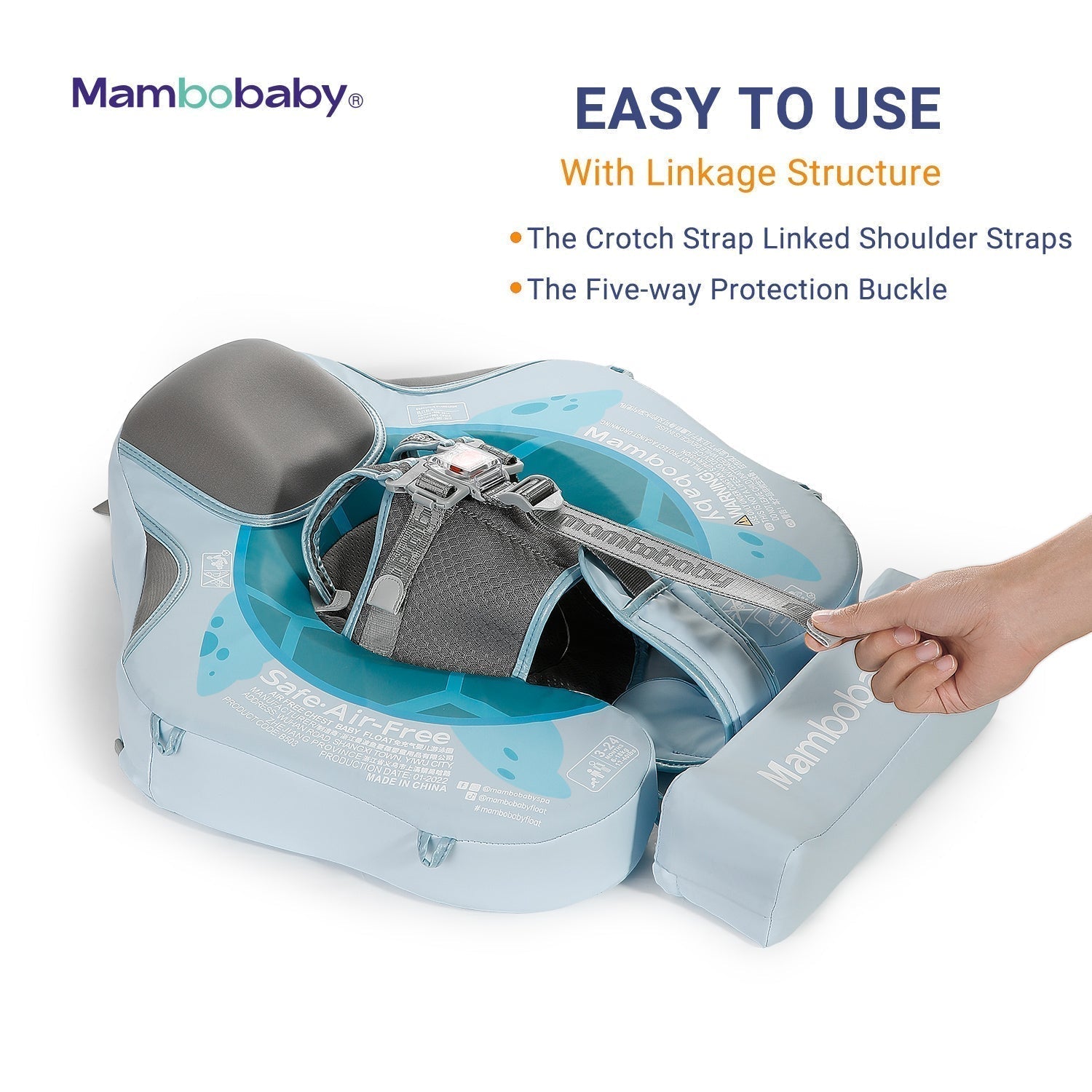 Professionelles 5-Punkt-Gurtsystem der Mambobaby™ Turtle Edition für maximale Sicherheit.