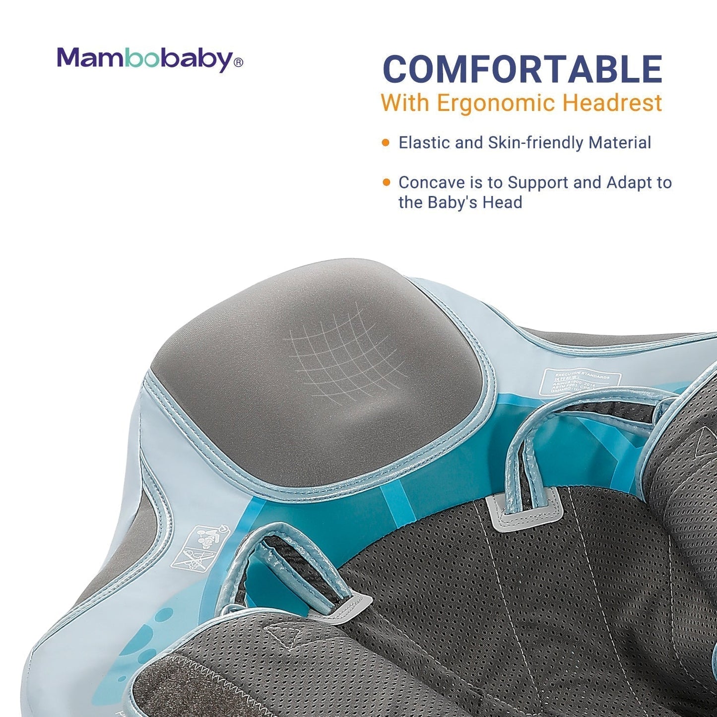 Ergonomisch geformte Kopfstütze der Mambobaby™ Turtle Schwimmhilfe für mehr Komfort.