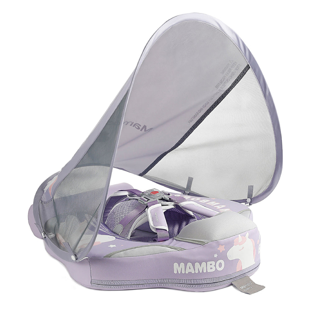 Mambobaby™ Unicorn Edition Baby Schwimmhilfe mit UV-Dach und Anti-Kipp-Schwanz für Babys 3-24 Monate.
